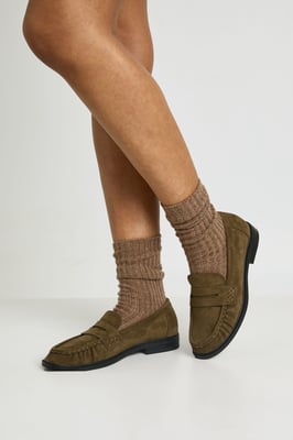 Faux Suede Ruched Loafers