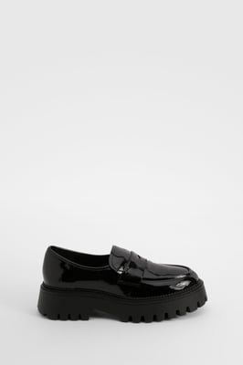 Wide Fit Patent Chunky Sole Loafers