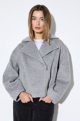 Oversized Brushed Biker Jacket