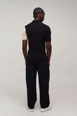 Tall Short Sleeve Muscle Fit Colour Block Knit Polo