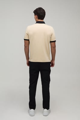Slim Panelled Zip Neck Interlock Polo