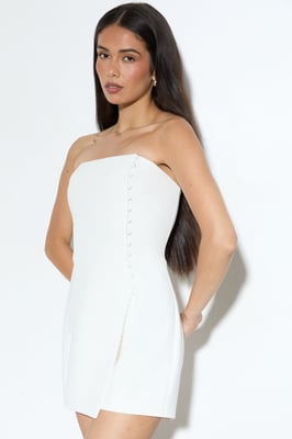 Tailored Bandeau Asymmetric Button Front Playsuit