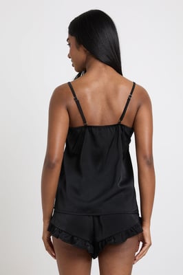 Satin Cami & Frill Detail Short Pyjama Set