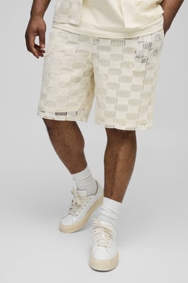Plus Check Open Stitch Relaxed Fit Shorts