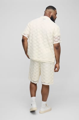 Plus Check Open Stitch Relaxed Fit Shorts