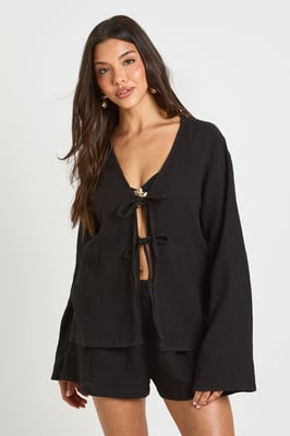 Tie Front Detail Top & Short Beach Co Ord