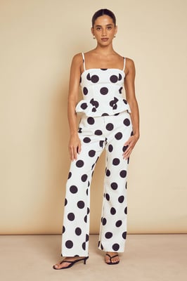 Tailored Polka Dot Straight Leg Trouser