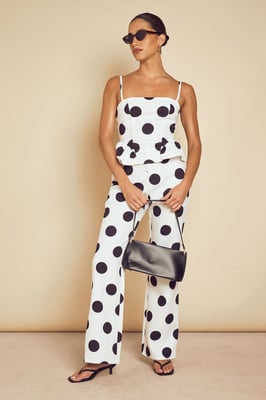 Tailored Polka Dot Straight Leg Trouser