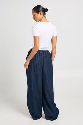 Elasticated Wide Leg Denim Trouser