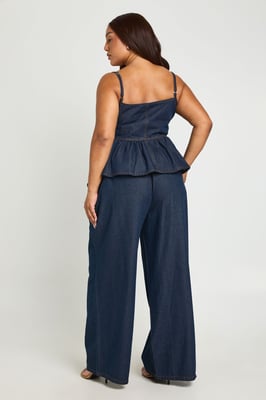 Plus Elasticated Wide Leg Denim Trouser