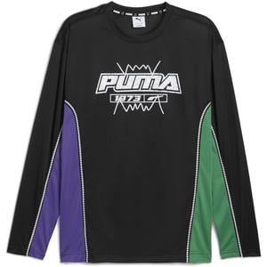 Men's Puma Hoopaverse Shooting Long Sleeve Performance Gym Top in Black