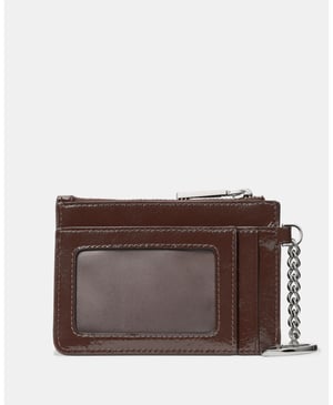 Shiny Leather Key Ring Card Holder