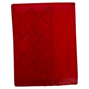 Bottega Veneta Intreciatto Card Holder in Red Leather