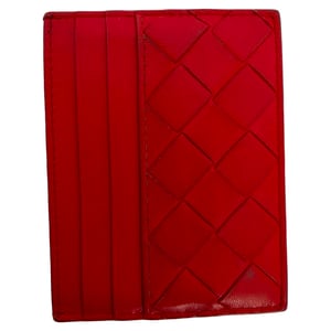 Bottega Veneta Intreciatto Card Holder in Red Leather