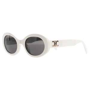 Celine Triomphe CL40194U solglasögon med ovala bågar i vitt acetat