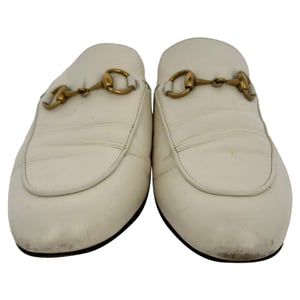Gucci Horsebit Accent Mules in White Leather