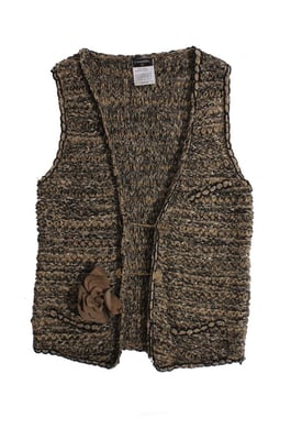 Chanel, lichtbruin bouclé vest met gouden knopen