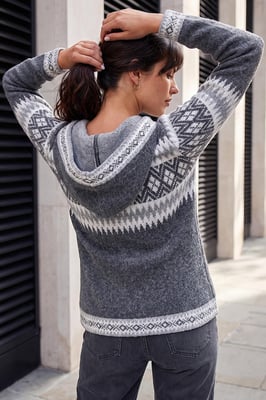 Jacquard Zipped Knit Cardigan