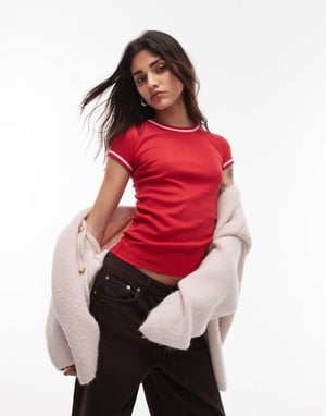 Topshop kontrasterande vardagströja i rött