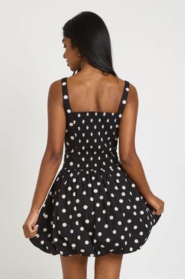 Polka Dot Puffball Hem Mini Dress