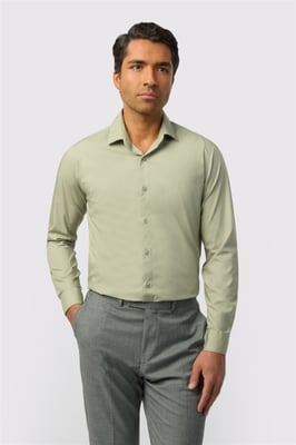 Long Sleeve Forward Point Collar Tailored Formal Shirt in Pale Green