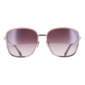 Tom Ford Square Womens Shiny Rose Gold Rose Smoke Gradient FT1029 Fern