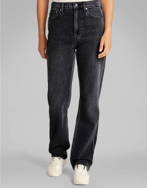 Calvin Klein Jeans hög midja raka jeans i svart tvätt