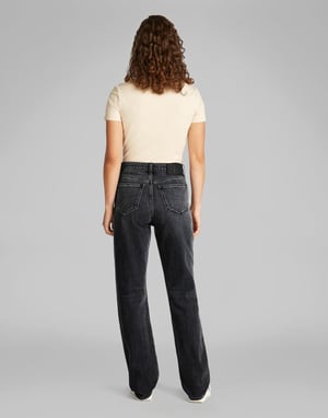 Calvin Klein Jeans hög midja raka jeans i svart tvätt