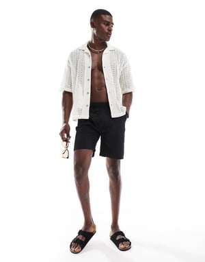 Brave Soul textured shorts in black