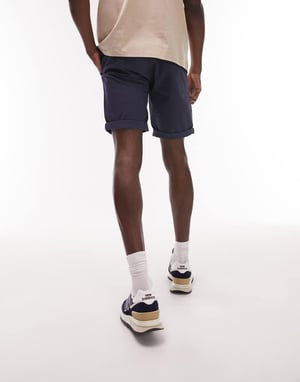 Topman 2 pack skinny chino shorts in navy and stone