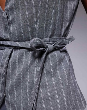 In The Style x Natalya Wright exclusive tailored pinstripe tie waist waistcoat in grey