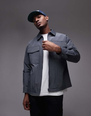 Topman lätt ripstop-jacka i grått
