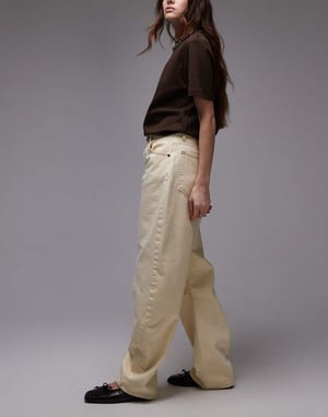 Topshop Barrel mid rise jean in buttermilk