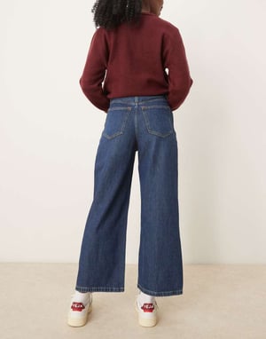 Abercrombie & Fitch high rise cropped wide leg jean in blue wash