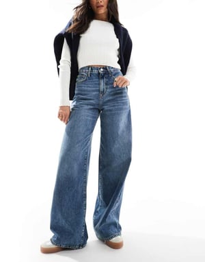 AWARE extreme wide leg jeans in medium blue denim