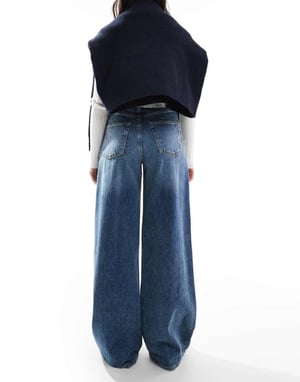 AWARE extreme wide leg jeans in medium blue denim