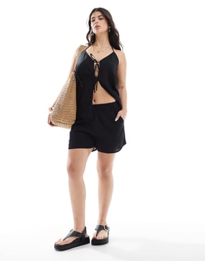 Esmee Exclusive beach short co-ord in black