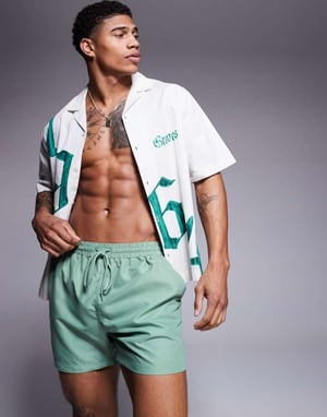 South Beach plain swim short in green