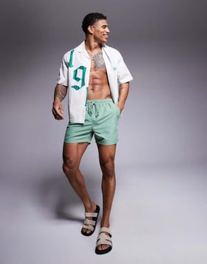 South Beach plain swim short in green