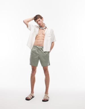 Rhythm classic linen jam short in green