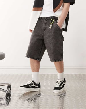 Vans drill chore löst sittande denimshorts i tvättad svart