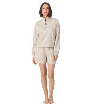 Long sleeve top and boxer pyjama set in quill heather