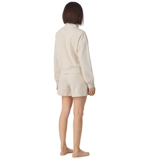 Long sleeve top and boxer pyjama set in quill heather