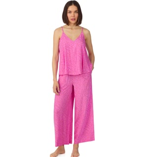 Cami and ankle pant sleep set in orchid pink leopard