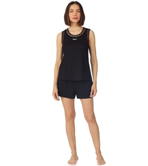 Sleeveless crew tank and short boxer pyjama set in black