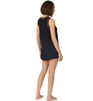 Sleeveless crew tank and short boxer pyjama set in black