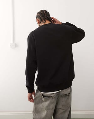 Vans oversized sweatshirt med vänster bröstlogo i svart - SVART