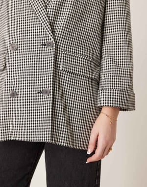 Abercrombie & Fitch slouchy dubbelknäppt blazer i svart rutigt