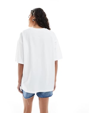 JJXX oversized t-shirt med matcha-print i vitt