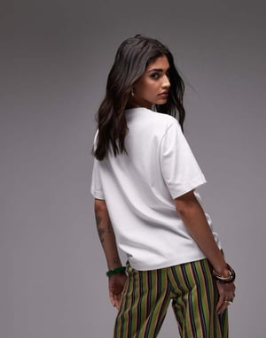 Topshop grafisk Positano premium bas-t-shirt i vit